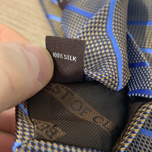 ROBERT TALBOTT Blue Herringbone Striped Silk Neck Tie - Picture 7 of 8